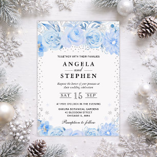 Aquarell Winterliche Arktische Blumige Hochzeit Einladung