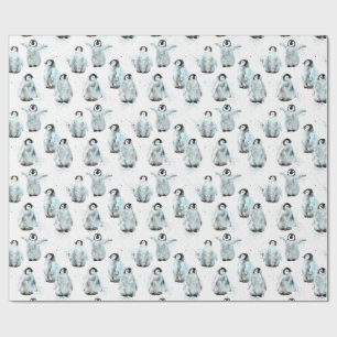 Aquarell-Winterpinguine-Baby-Shower Geschenkpapier