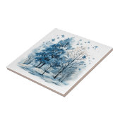 Aquarell-Winterwald-Baum Fliese (Seite)