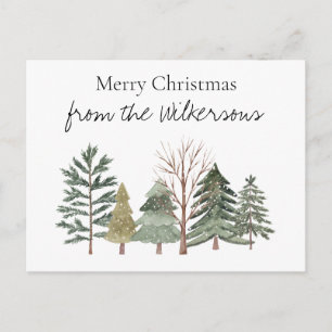Aquarell-Winterwald Einfache Bäume Postkarte