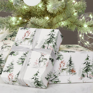 Aquarell-Winterwald-Feiertags-Geschenkpapier Geschenkpapier