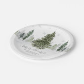 Aquarell Winterwald Graue Babydusche Pappteller (Schrägansicht)