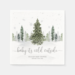 Aquarell Winterwald Graue Babydusche Serviette