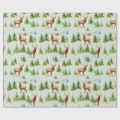Aquarell-Winterwald - Hirsche und schneebedeckte B Geschenkpapier (Flach)