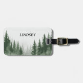 Aquarell-Winterwald-Monogramm Gepäckanhänger (Vorderseite horizontal)
