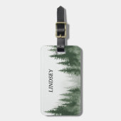 Aquarell-Winterwald-Monogramm Gepäckanhänger (Vorderseite vertikal)