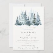 Aquarell Winterwald Pine Paare Dusche Einladung (Vorderseite)