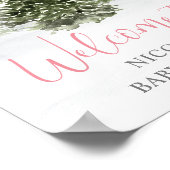 Aquarell Winterwald Pink Babydusche Willkommen Poster (Ecke)