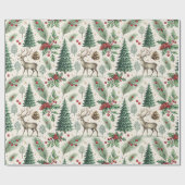 Aquarell-Winterwaldhirsch-Weihnachten Geschenkpapier (Flach)