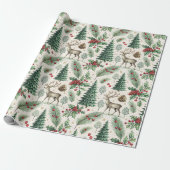 Aquarell-Winterwaldhirsch-Weihnachten Geschenkpapier (Ungerollt)