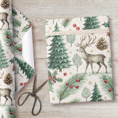 Aquarell-Winterwaldhirsch-Weihnachten Geschenkpapier