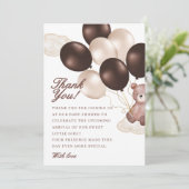 Aquarell wir können warten Baby Dusche Junge Dankeskarte (Stehend Vorderseite)