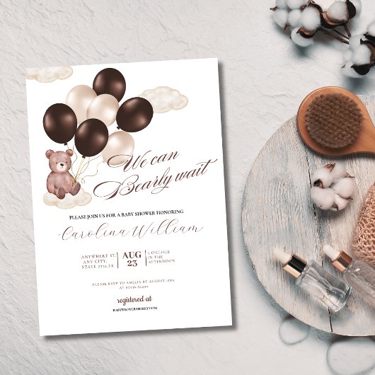 Aquarell wir können warten Baby Dusche Junge Einladung