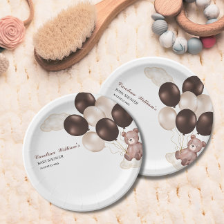 Aquarell wir können warten Baby Dusche Junge Pappteller