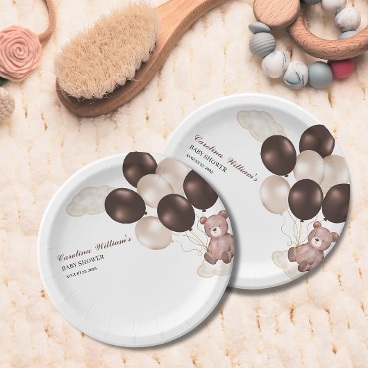 Aquarell wir können warten Baby Dusche Junge Pappteller