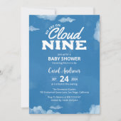 Aquarell Wir sind auf Cloud Nine Blue Baby Dusche Einladung (Vorderseite)
