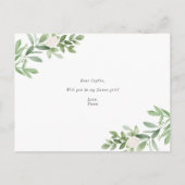 Aquarell wird mein Blumenmädchen sein Ankündigungspostkarte (Rückseite)