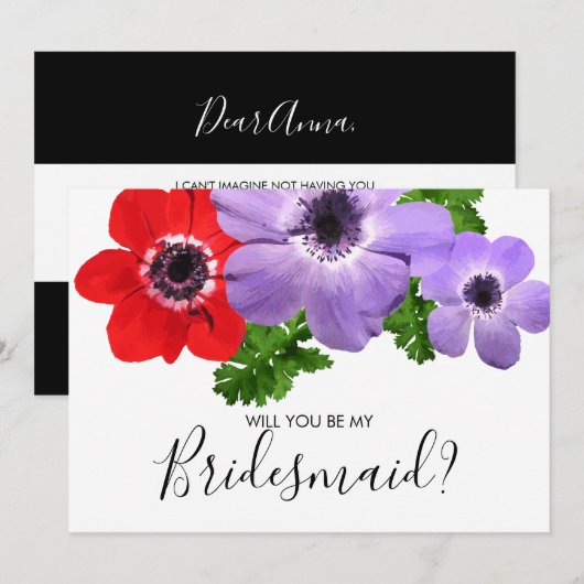 Aquarell wird meine Bridesmaid-Karte sein Einladung (Vorne/Hinten)