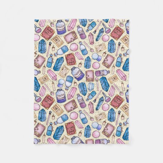 Aquarell Witchy Muster Fleecedecke (Vorderseite)