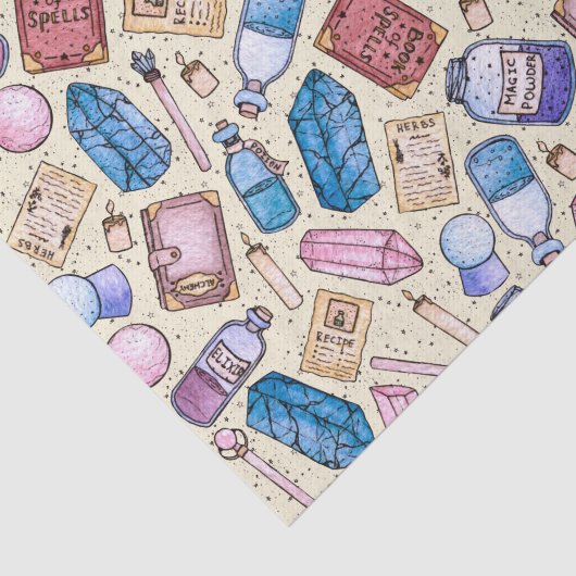 Aquarell Witchy Muster Seidenpapier (Ausschnitt)