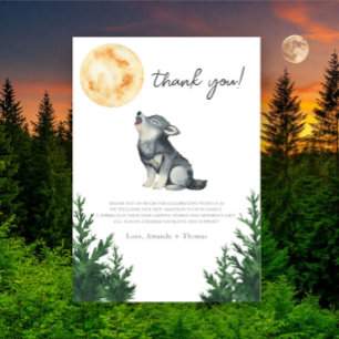 Aquarell-Wolf-Baby-Shower-Dankeschön Dankeskarte