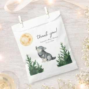 Aquarell-Wolf-Baby-Shower-Dankeschön Geschenktütchen