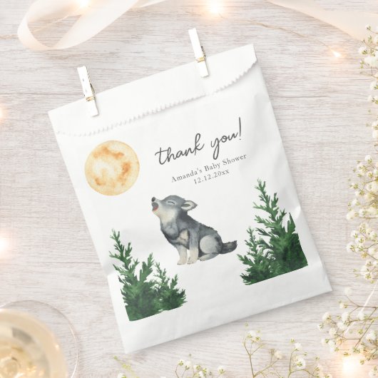 Aquarell-Wolf-Baby-Shower-Dankeschön Geschenktütchen (Ausgeschnitten)