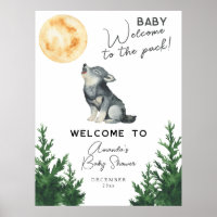Aquarell-Wolf-Baby-Shower-Willkommen