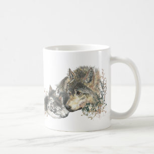 Aquarell-Wolf-Elternteil CUB Kaffeetasse
