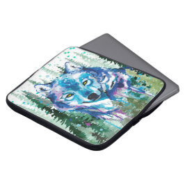 Aquarell Wolf Farbiger Wolf Zeichnend Laptop-Gehäu Laptopschutzhülle