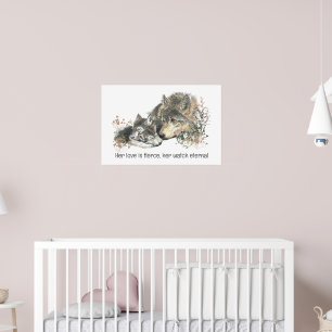 Aquarell-Wolf-Mutter-Liebe-Wild-Uhr-Ewig Poster