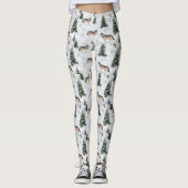 Aquarell-Wölfe Schnee Bedeckte Kiefern Leggings (Vorderseite)