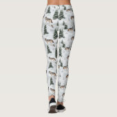 Aquarell-Wölfe Schnee Bedeckte Kiefern Leggings (Rückseite)