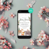 Aquarell Woodland Animal Snow Winter Baby Dusche Einladung