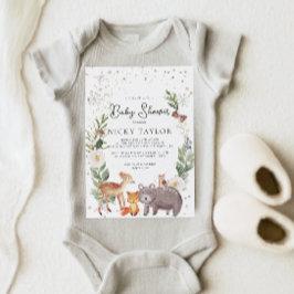 Aquarell Woodland Animal Snow Winter Baby Dusche Einladung