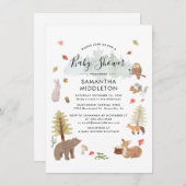 Aquarell Woodland Animals Boys Baby Dusche Einladung (Vorne/Hinten)