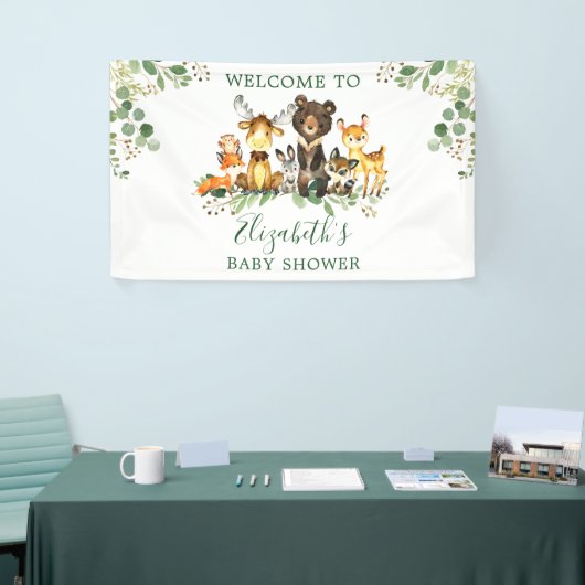 Aquarell Woodland Animals Kinderdusche Banner (Messeveranstaltung)
