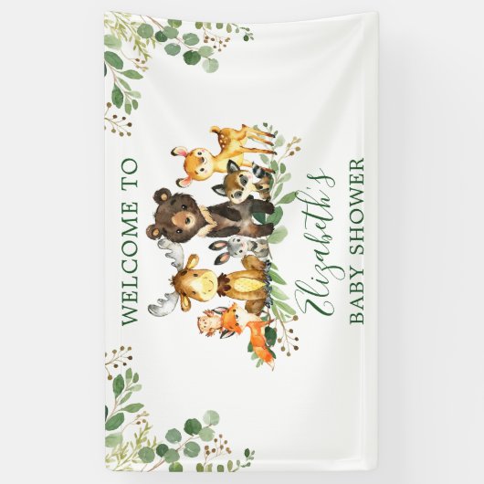 Aquarell Woodland Animals Kinderdusche Banner (Vertikal)