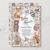 Aquarell Woodland Animals Kinderdusche Einladung (Vorne/Hinten)