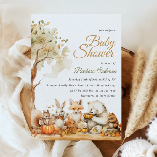 Aquarell Woodland Animals Kinderdusche Einladung