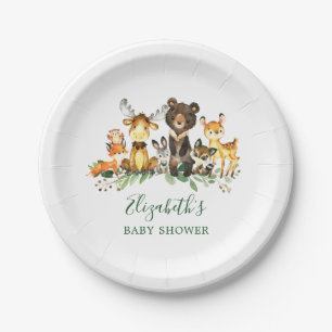 Aquarell Woodland Animals Kinderdusche Pappteller