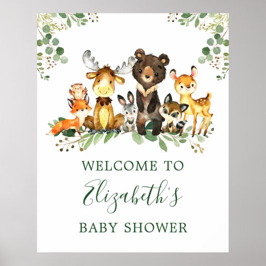 Aquarell Woodland Animals Kinderdusche Poster (Vorne)