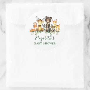 Aquarell Woodland Animals Kinderdusche Runder Aufkleber