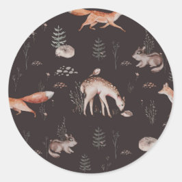 Aquarell Woodland Animals Kinderdusche Runder Aufkleber