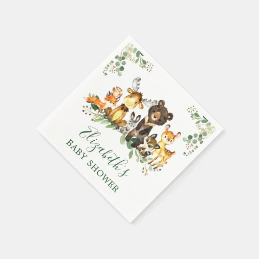 Aquarell Woodland Animals Kinderdusche Serviette (Ecke)