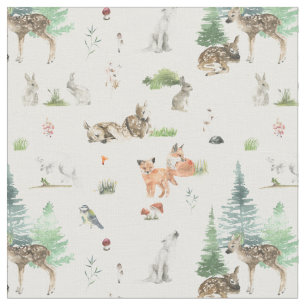 Aquarell Woodland Animals Kinderdusche Stoff