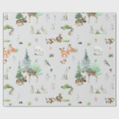Aquarell Woodland Baby Animals Dusche Geschenkpapier (Flach)