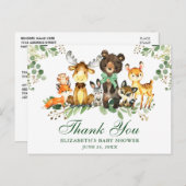 Aquarell Woodland Tiere Bow Danke Dusche Postkarte (Vorne/Hinten)