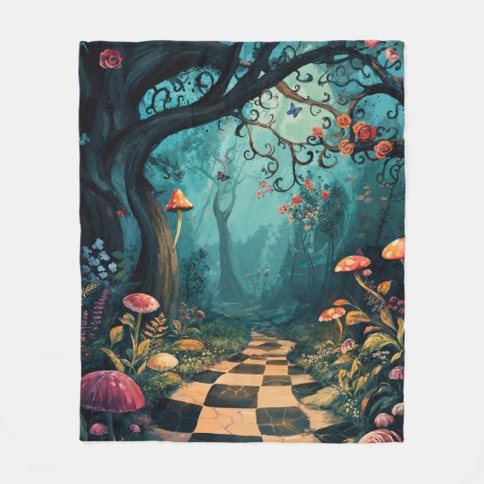 Aquarell-Wunderland-Weg Fleecedecke (Vorderseite)