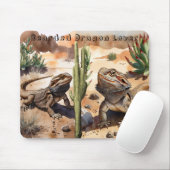 Aquarell-Wüsten-Bartagamen-Mauspad Mousepad (Mit Mouse)